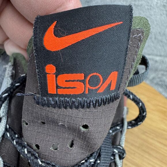 Nike ISPA React Runner Shoes Mens Size 5 Olive Black Orange AR8555-200 - Picture 3 of 11